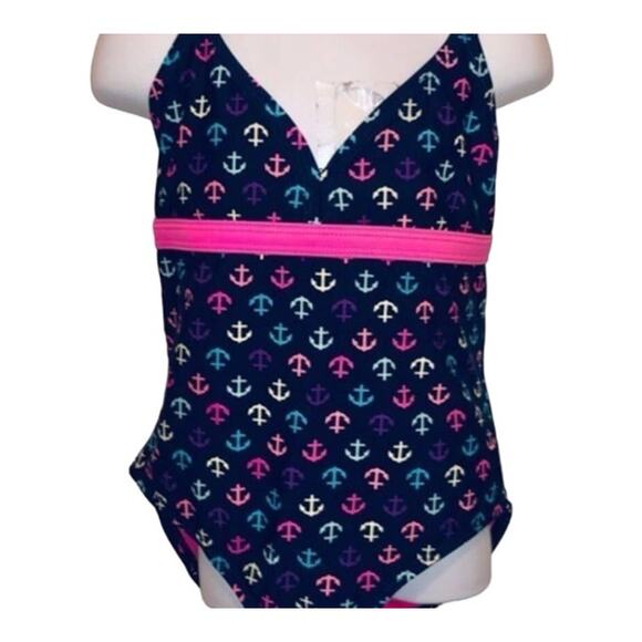 Girls 6/6X navy blue rainbow anchor one piece swimsuit by Xhilaration - Picture 3 of 3